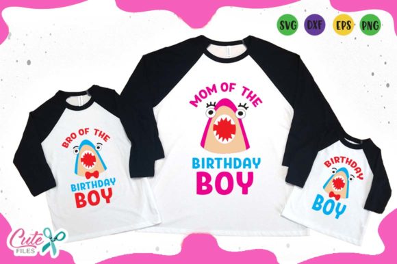 Family Shark Birthday: A Fun Graphics Set for T-Shirt Designs