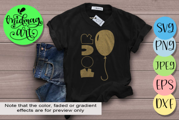 Four 4th Birthday Graphics for T-Shirt Designs & Brand Campaigns