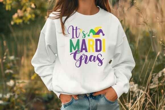 Mardi Gras Typography Design with Jester for T-Shirt Graphics