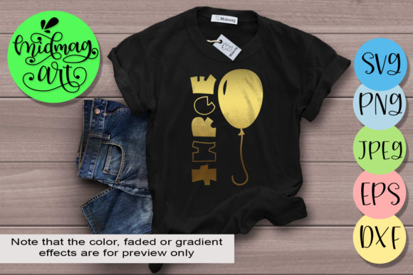 Three 3rd Birthday Graphics for T-Shirt Designs and Merchandise